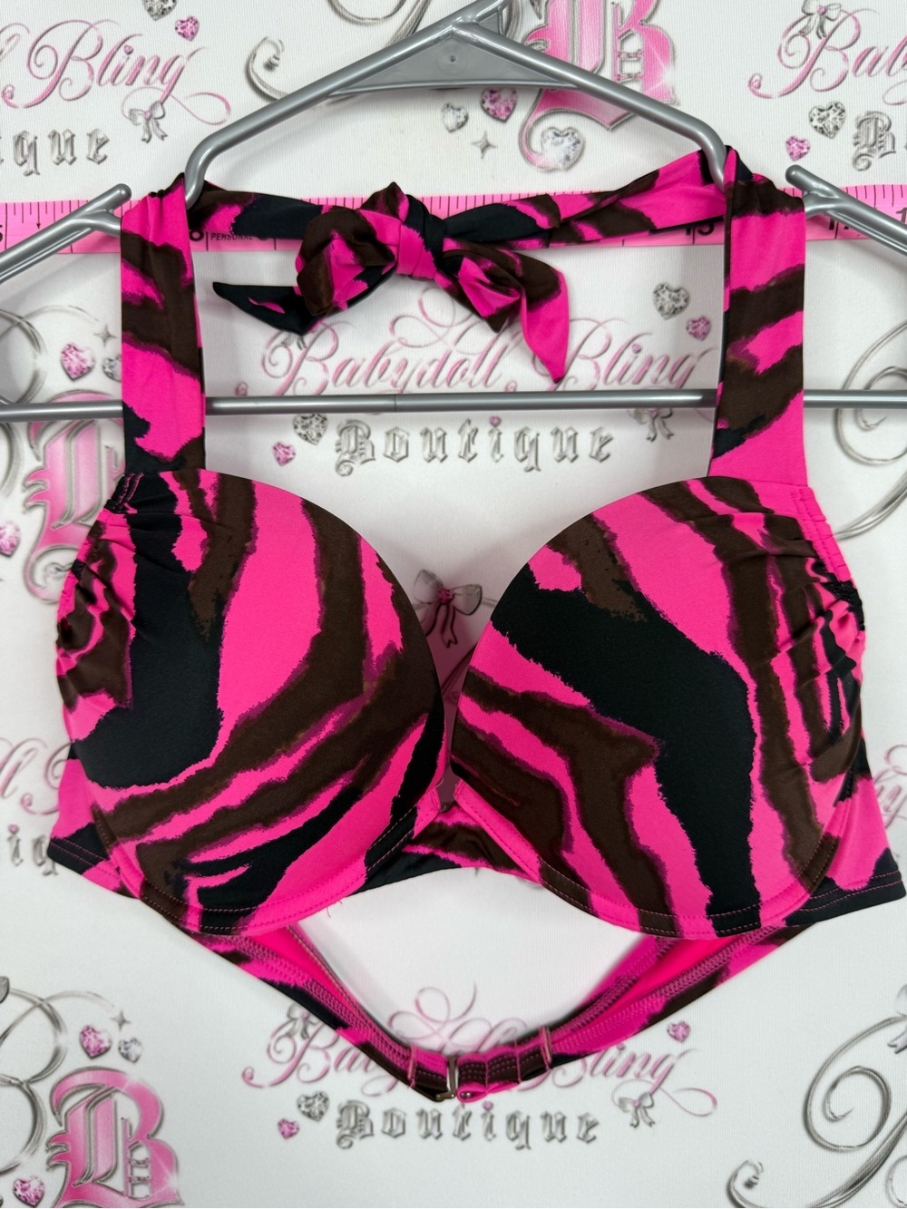 Bikini top push up y2k Pink Zebra Underwire Bikini Top